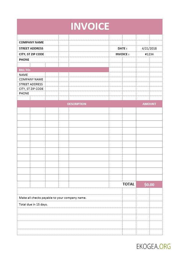 Modèle de facture de service vierge template